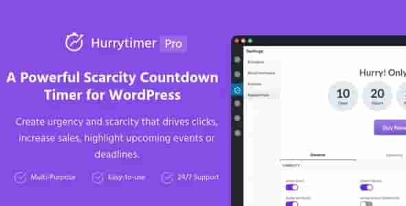 HurryTimer Pro 2.16.0漢化中文版 功能強大的多用途W(wǎng)ordPress倒數(shù)計時器插件
